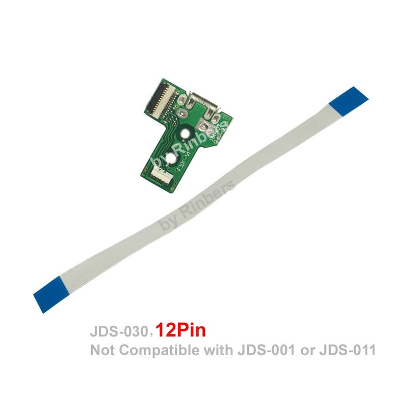 Rinbers Pack of 2 JDS-030 Replacement Charging Port Micro USB Adaptor Charger Socket Circuit Board with 12 Pin Flex Cable for Sony PS4 3rd Gen DualShock 4 Controller - Image 5